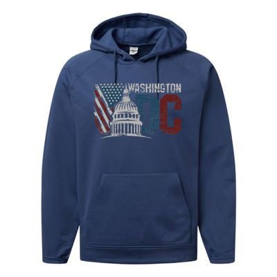 Washington Dc Capitol Hill Usa Flag Souvenir Performance Fleece Hoodie