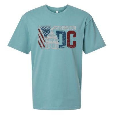 Washington Dc Capitol Hill Usa Flag Souvenir Sueded Cloud Jersey T-Shirt