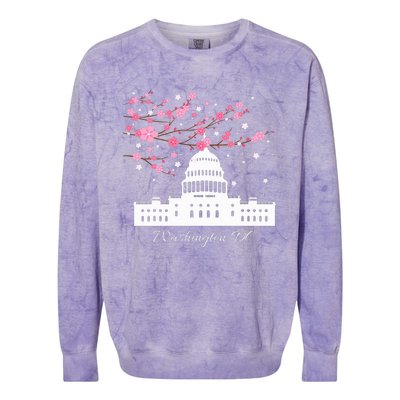 Washington Dc Capitol Building Cherry Blossoms Colorblast Crewneck Sweatshirt