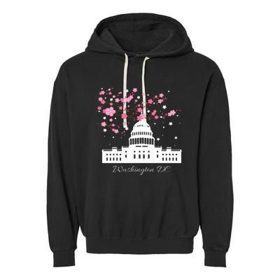 Washington Dc Capitol Building Cherry Blossoms Garment-Dyed Fleece Hoodie