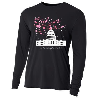 Washington Dc Capitol Building Cherry Blossoms Cooling Performance Long Sleeve Crew