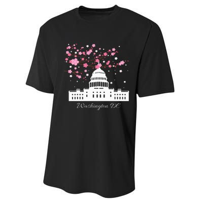 Washington Dc Capitol Building Cherry Blossoms Performance Sprint T-Shirt