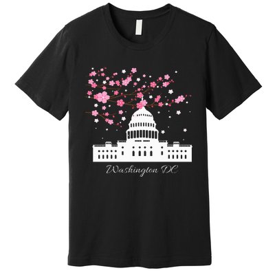 Washington Dc Capitol Building Cherry Blossoms Premium T-Shirt