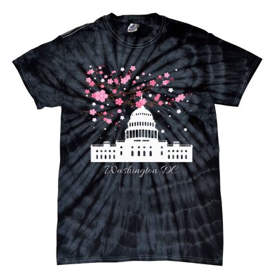 Washington Dc Capitol Building Cherry Blossoms Tie-Dye T-Shirt