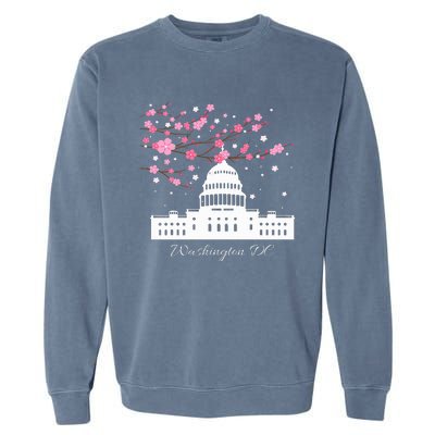 Washington Dc Capitol Building Cherry Blossoms Garment-Dyed Sweatshirt