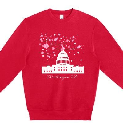 Washington Dc Capitol Building Cherry Blossoms Premium Crewneck Sweatshirt