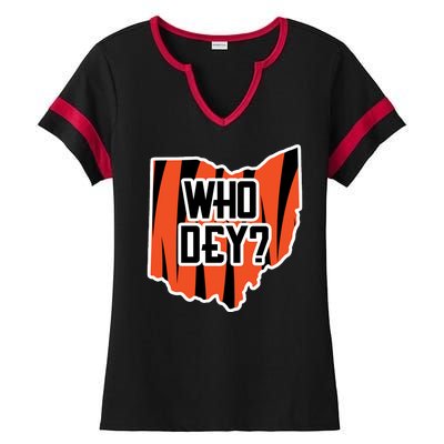 Who Dey? Cincinnati Ohio Ladies Halftime Notch Neck Tee