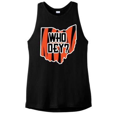 Who Dey? Cincinnati Ohio Ladies PosiCharge Tri-Blend Wicking Tank