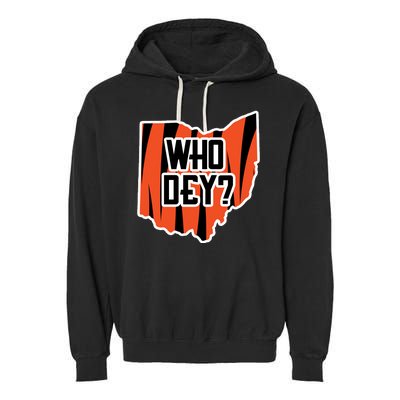 Who Dey? Cincinnati Ohio Garment-Dyed Fleece Hoodie