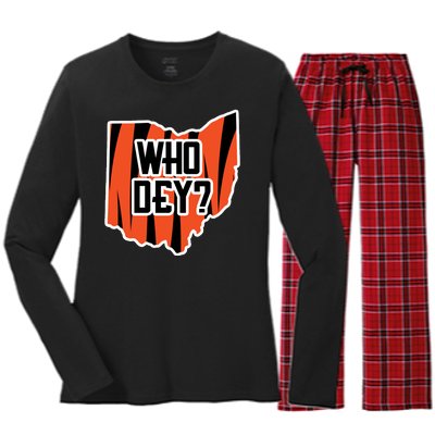 Who Dey? Cincinnati Ohio Women's Long Sleeve Flannel Pajama Set 