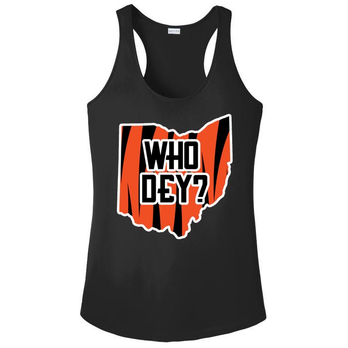 Who Dey? Cincinnati Ohio Ladies PosiCharge Competitor Racerback Tank