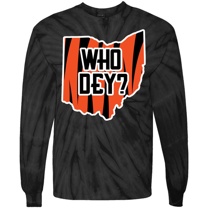 Who Dey? Cincinnati Ohio Tie-Dye Long Sleeve Shirt