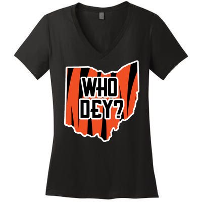 Who Dey? Cincinnati Ohio Women's V-Neck T-Shirt