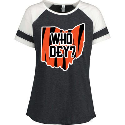 Who Dey? Cincinnati Ohio Enza Ladies Jersey Colorblock Tee