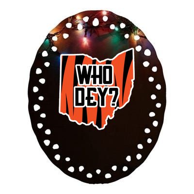 Who Dey? Cincinnati Ohio Ceramic Oval Ornament