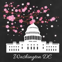 Washington DC Capitol Building Cherry Blossoms TShirt 7 Panel Mesh Trucker Snapback Hat