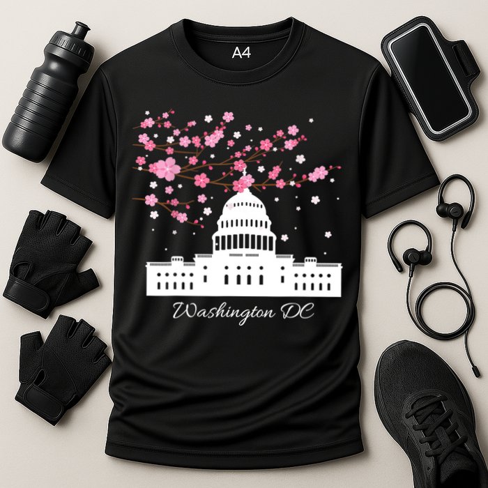 Washington DC Capitol Building Cherry Blossoms TShirt Cooling Performance Crew T-Shirt