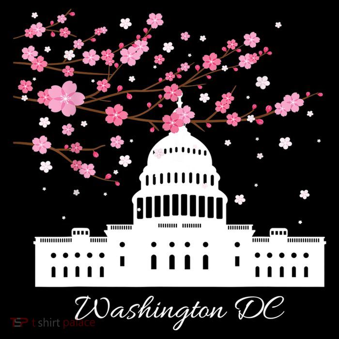 Washington DC Capitol Building Cherry Blossoms TShirt Bucket Hat