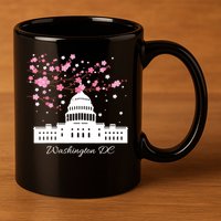 Washington DC Capitol Building Cherry Blossoms TShirt 11oz C Handle Ceramic Mug