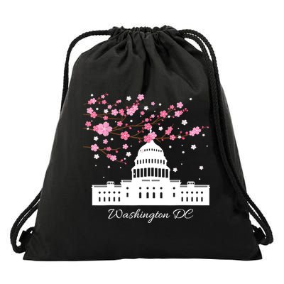 Washington DC Capitol Building Cherry Blossoms TShirt Drawstring Bag