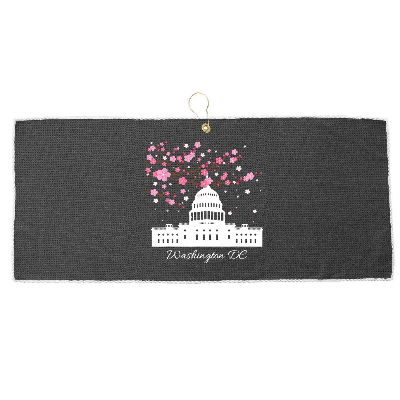 Washington DC Capitol Building Cherry Blossoms TShirt Large Microfiber Waffle Golf Towel