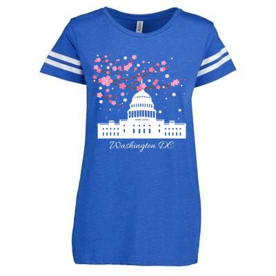 Washington DC Capitol Building Cherry Blossoms TShirt Enza Ladies Jersey Football T-Shirt