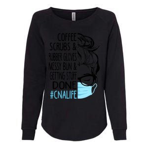 Wo Dy Coffee Scrubs And Rubber Gloves Messy Bun Cna Gift Womens California Wash Sweatshirt