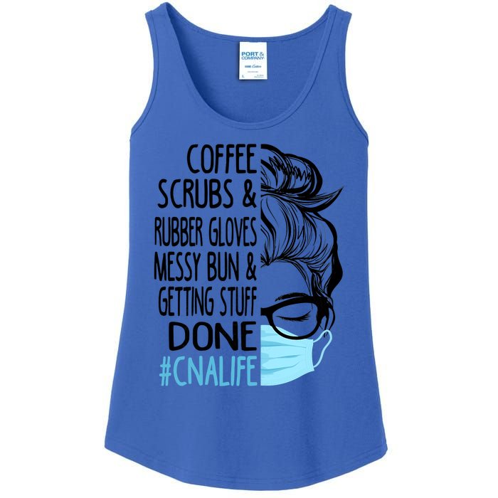 Wo Dy Coffee Scrubs And Rubber Gloves Messy Bun Cna Gift Ladies Essential Tank