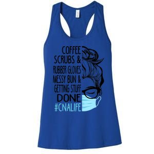 Wo Dy Coffee Scrubs And Rubber Gloves Messy Bun Cna Gift Women's Racerback Tank