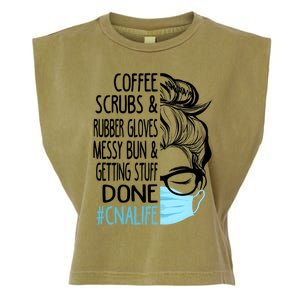 Wo Dy Coffee Scrubs And Rubber Gloves Messy Bun Cna Gift Garment-Dyed Women's Muscle Tee