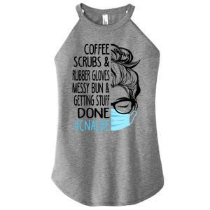 Wo Dy Coffee Scrubs And Rubber Gloves Messy Bun Cna Gift Women's Perfect Tri Rocker Tank