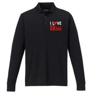 Washington D C I Love Go Go Music Gift For Kids And Adults Performance Long Sleeve Polo