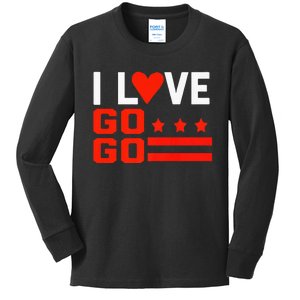 Washington D C I Love Go Go Music Gift For Kids And Adults Kids Long Sleeve Shirt