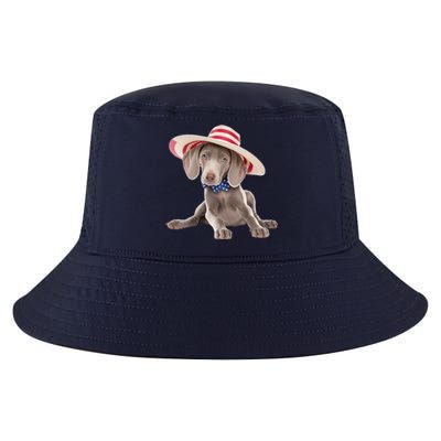 Weimaraner Dog Cute Weimaraners Puppy USA Flag Hat Cool Comfort Performance Bucket Hat