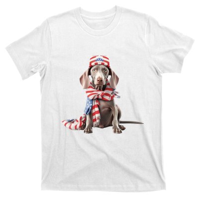 Weimaraner Dog Cute Weimaraners Puppy USA Flag Hat T-Shirt