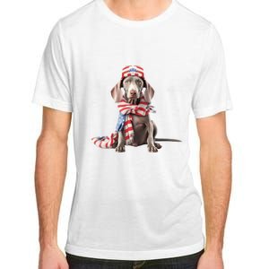 Weimaraner Dog Cute Weimaraners Puppy USA Flag Hat Adult ChromaSoft Performance T-Shirt