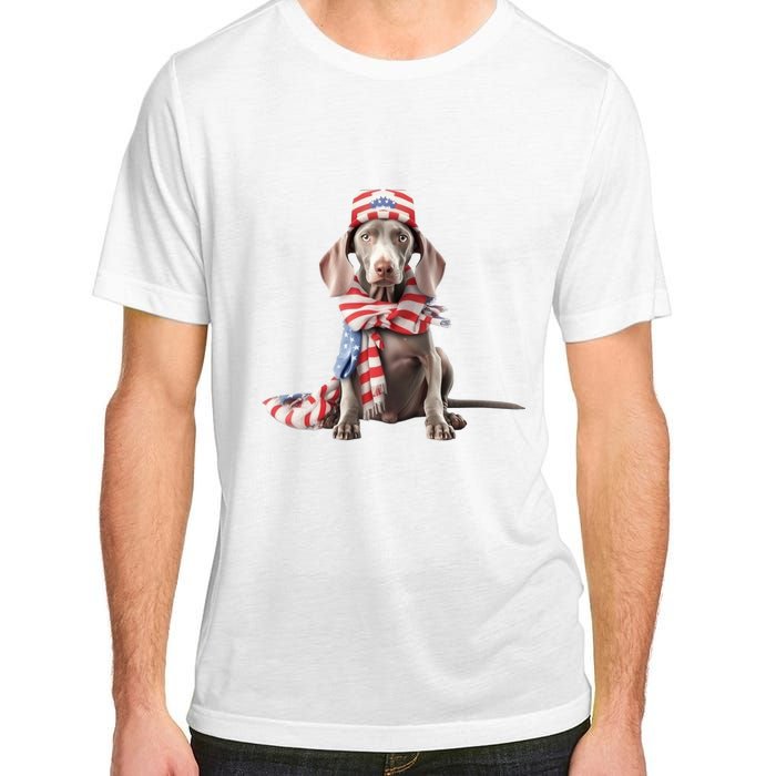 Weimaraner Dog Cute Weimaraners Puppy USA Flag Hat Adult ChromaSoft Performance T-Shirt