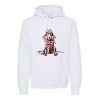 Weimaraner Dog Cute Weimaraners Puppy USA Flag Hat Premium Hoodie