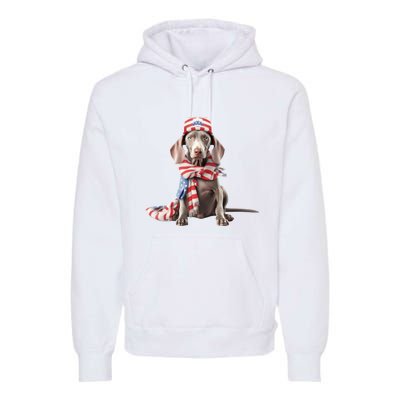 Weimaraner Dog Cute Weimaraners Puppy USA Flag Hat Premium Hoodie