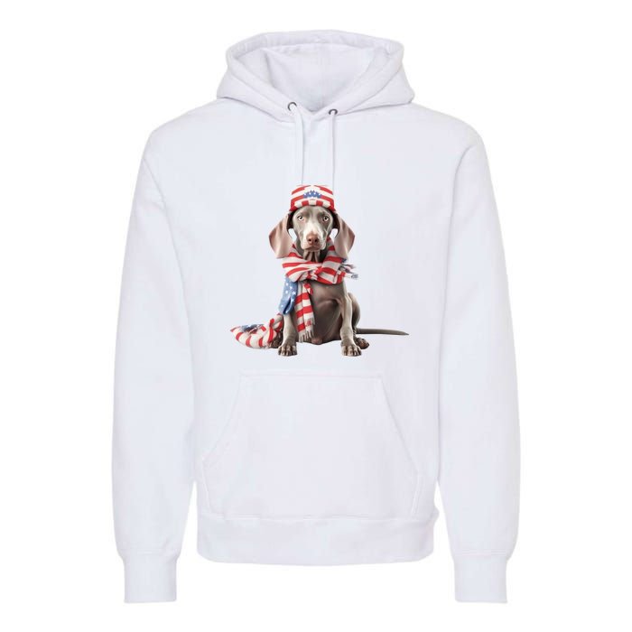 Weimaraner Dog Cute Weimaraners Puppy USA Flag Hat Premium Hoodie