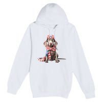 Weimaraner Dog Cute Weimaraners Puppy USA Flag Hat Premium Pullover Hoodie