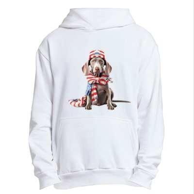 Weimaraner Dog Cute Weimaraners Puppy USA Flag Hat Urban Pullover Hoodie