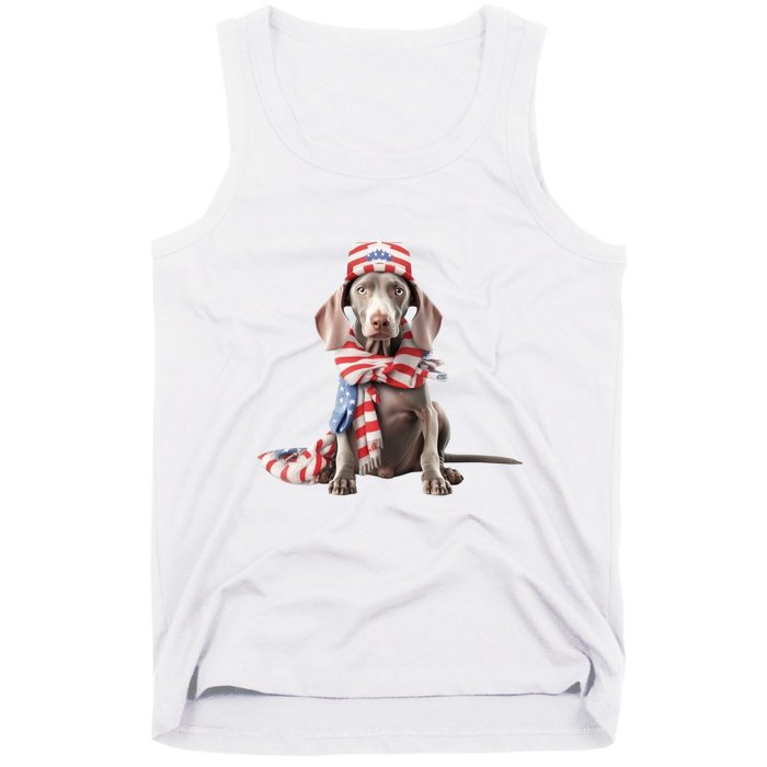 Weimaraner Dog Cute Weimaraners Puppy USA Flag Hat Tank Top