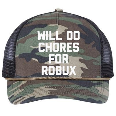 Will Do Chores For Robux Funny Gaming Video Game Gamer Retro Rope Trucker Hat Cap