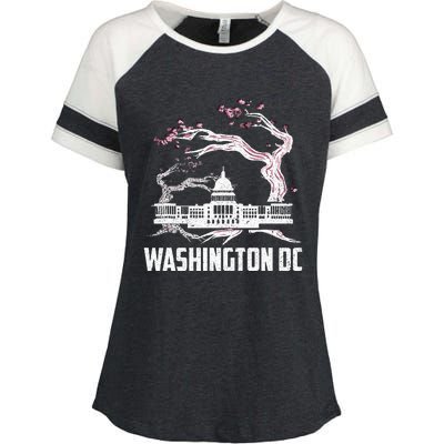 Washington Dc Cherry Blossom Capitol Hill Usa Souvenir Enza Ladies Jersey Colorblock Tee