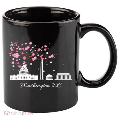 Washington DC Cherry Blossoms Monuments Memorials TShirt 11oz C Handle Ceramic Mug