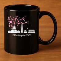 Washington DC Cherry Blossoms Monuments Memorials TShirt 11oz C Handle Ceramic Mug