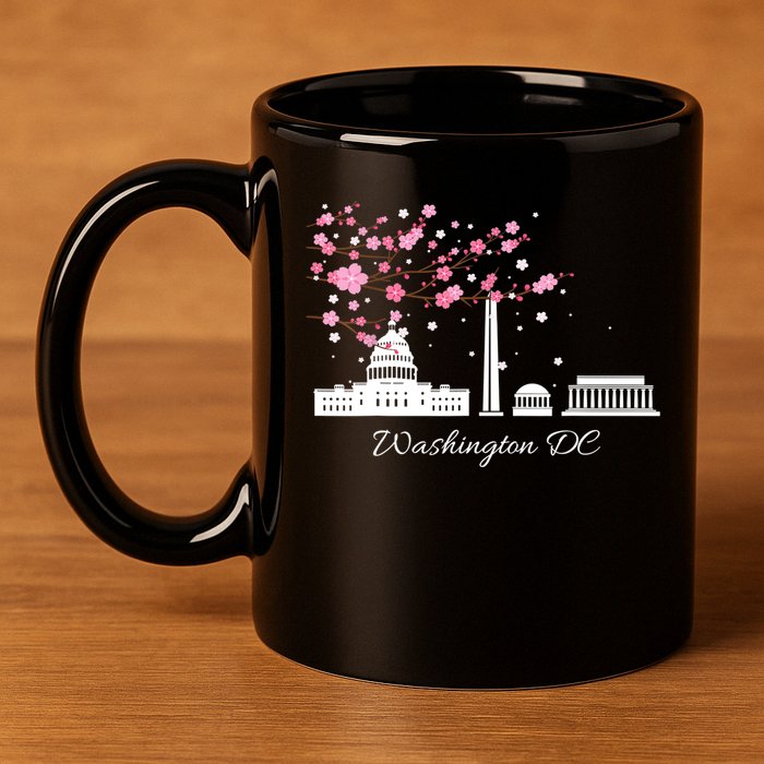 Washington DC Cherry Blossoms Monuments Memorials TShirt 11oz C Handle Ceramic Mug
