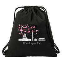 Washington DC Cherry Blossoms Monuments Memorials TShirt Drawstring Bag