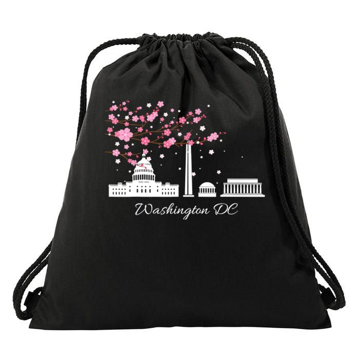 Washington DC Cherry Blossoms Monuments Memorials TShirt Drawstring Bag